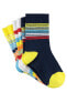 Erkek Çocuk 3'lü Soket Çorap Set 2-12 Yaş Sarı