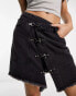 Фото #1 товара Urban Revivo asymmetric denim mini skirt in grey