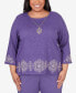 Фото #1 товара Plus Size Charm School Embroidered Medallion Top with Necklace