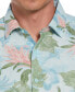 Men's Short Sleeve Button-Front Tropical Floral Print Shirt Aqua Esque, 2X - фото #4