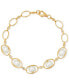 Cultured Freshwater Pearl (7-7-1/2mm) & White Topaz (1/5 ct. t.w.) Oval Link Bracelet in 14k Gold-Plated Sterling Silver