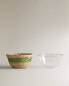 Glass rattan salad bowl