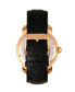 ფოტო #2 პროდუქტის Kahn Automatic Skeleton Rose Gold Case, Genuine Black Leather Watch 45mm