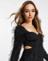 Фото #3 товара ASOS DESIGN fluffy sweetheart neckline cut out mini dress in black