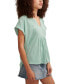 ფოტო #3 პროდუქტის Women's Eyelet-Trim Split-Neck T-Shirt