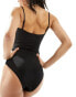 Monki twist front swimsuit in black