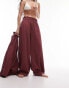 Topshop co-ord casual textured beach trouser in burgundy