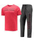 ფოტო #1 პროდუქტის Men's Heathered Charcoal, Red Georgia Bulldogs Meter T-shirt and Pants Sleep Set