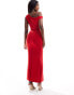 ASOS DESIGN off shoulder softline midi dress in red