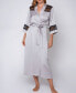 ფოტო #1 პროდუქტის Women's Silky Stretch Satin Long Robe with Lace Trims