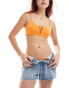 Фото #1 товара Monki mix and match scoop neck bikini top with tie front detail in orange