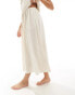 Фото #1 товара ASOS DESIGN Isabel mix & match linen look A-line midi beach skirt in neutral