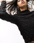 Фото #1 товара Topshop textured long sleeve high neck top in black