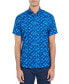 Фото #1 товара Men's Slim-Fit Performance Stretch Abstract Starburst Short-Sleeve Button-Down Shirt