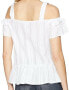 BCBGeneration Women's 174053 Ruffle Sleeve Top Optic White Size L