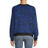 Фото #3 товара Scoop Women's Blue Leopard Intarsia Crewneck Boxy fit Sweater Size Medium M