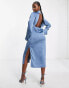 Фото #1 товара Skylar Rose open back midi shirt dress in blue