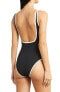 L*Space Womens Coco One-Piece Classic Swimsuit Black/Cream Size LG