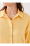 Gömlek Yaka Düz Uzun Kollu Keten Kadın Tunik