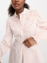 Miss Selfridge embroidered poplin western detail shirt dress in pink