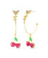 ფოტო #1 პროდუქტის Butterfly Hoop Earring with Cherry Dangle Charm