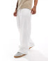 ASOS DESIGN wide leg smart trouser with an elasticated waist in white Белый, S - W32 - фото #1