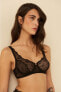 Else 271288 Woman Black Flora Full Cup Underwire Bra Black Size 36DD