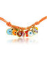 ფოტო #3 პროდუქტის Boho Leather Orange Turkish Dangle Multi Color Evil Eye Charm Bracelet For Women Yellow Gold Plated Sterling Silver Adjustable