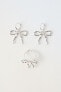 PACK OF BOW EARRINGS AND RING