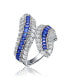 ფოტო #1 პროდუქტის Sterling Silver Rhodium Plated with Emerald Cubic Zirconia Bypass Ring