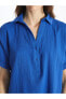 Фото #3 товара LCWAIKIKI Classic Gömlek Yaka Düz Kısa Kollu Kadın Elbise
