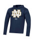 Фото #3 товара Men's Navy Notre Dame Fighting Irish School Logo Raglan Long Sleeve Hoodie Performance T-shirt