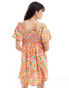 Фото #2 товара Wednesday's Girl bloom floral shirred bust smock dress in orange