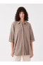LCW Vision Gömlek Yaka Düz Kısa Kollu Oversize Kadın Bluz