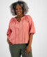 Plus Size Woven Split-Neck Top, Created for Macy's