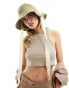 South Beach canvas bucket hat with chinstrap in olive green