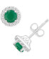 Серьги Macy's Emerald Diamond Halo Stud - фото #2