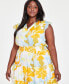 Фото #4 товара Платье макси с рукавами Vince Camuto Plus Size Printed Flutter-Sleeve Tiered