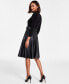 Women's Faux-Leather-Skirt A-Line Dress