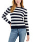 ფოტო #1 პროდუქტის Women's Cotton Striped Cable-Knit Sweater