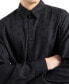 Men's Regular-Fit Tonal Logo Jacquard Button-Down Shirt solid blac, XL - фото #3