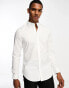 Фото #3 товара ASOS DESIGN easy iron slim fit poplin shirt with grandad collar in white