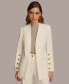 ფოტო #1 პროდუქტის Women's Linen-Blend Button-Sleeve Blazer