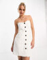 Фото #1 товара In The Style tailored bandeau button through mini dress in white