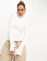 River Island rib top with frilled sleeve in white 44 - фото #2