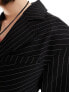 Фото #5 товара COLLUSION gathered front blazer dress in black pinstripe