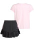 ფოტო #3 პროდუქტის Little & Toddler Girls Short-Sleeve T-Shirt & Ruffle Skort, 2 Piece Set