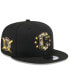 ფოტო #1 პროდუქტის Men's Black Cleveland Guardians 2024 Armed Forces Day 9FIFTY Snapback Hat