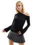 Фото #1 товара Weekday Erin asymmetric long sleeve top in black