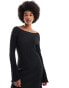 JDY Tall bell sleeve plisse maxi dress in black